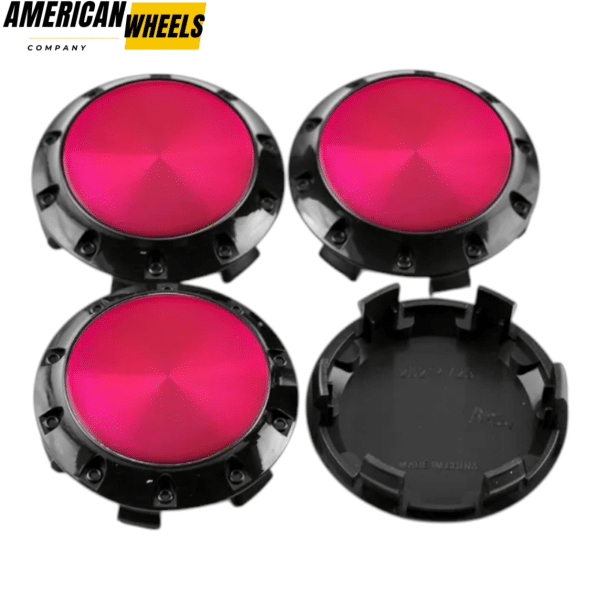 4pcs Benz OZ 75mm 2 15/16in Wheel Center Caps Pink Laber Black Base - 20214948BKP[4618PP+4725BK]x4 - Image 2