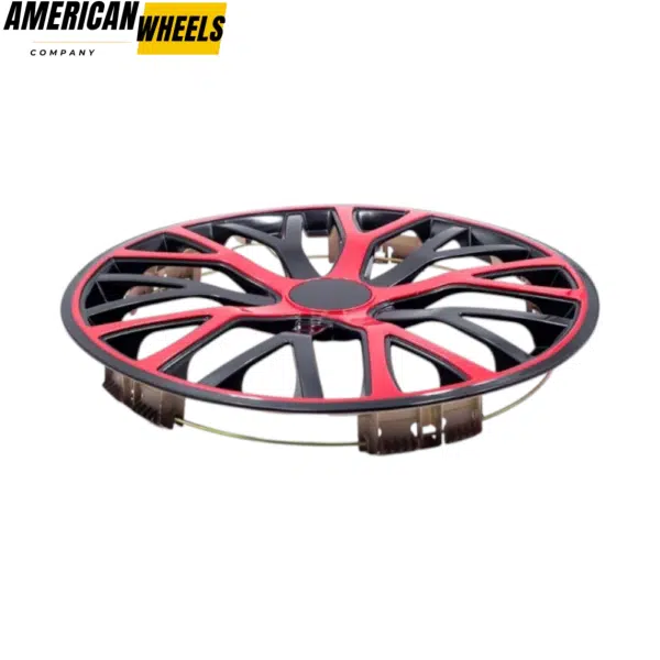 1pc Rambo 360mm 14 5/32in Tyre Rim Hub Cap Cover Red Black - 20274116RB - Image 4