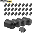 4 Pcs 3.19in Trailer Wheel Center Caps and 24 Capped 1/2-20 Lug Nuts Sets - 20274404=[74304+12228x6]x4