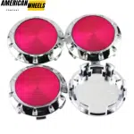 75mm Wheel Center Caps Pink Label Silver Base