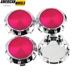 75mm Wheel Center Caps Pink Label Silver Base