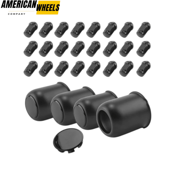 3.19in Push Thru Wheel Rim Center Caps with M12x1.25 Lug Nuts Sets for Trailer Truck RV - 20274402[74304+12217x6] - Image 2