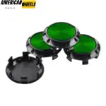 Benz OZ 75mm Wheel Center Caps Green Label Black Base – Set of 4 OEM Style - 20214948BKG[4618GR+4725BK]x4 - Image 7