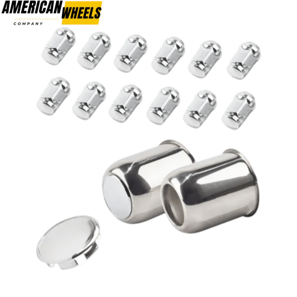 3.19in Push Thru Wheel Rim Center Caps with M12x1.25 Lug Nuts Sets for Trailer Truck RV - 20274402[74304+12217x6] - Image 3