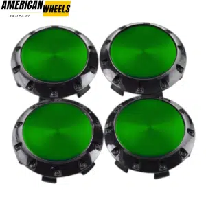 Benz OZ 75mm Wheel Center Caps Green Label Black Base