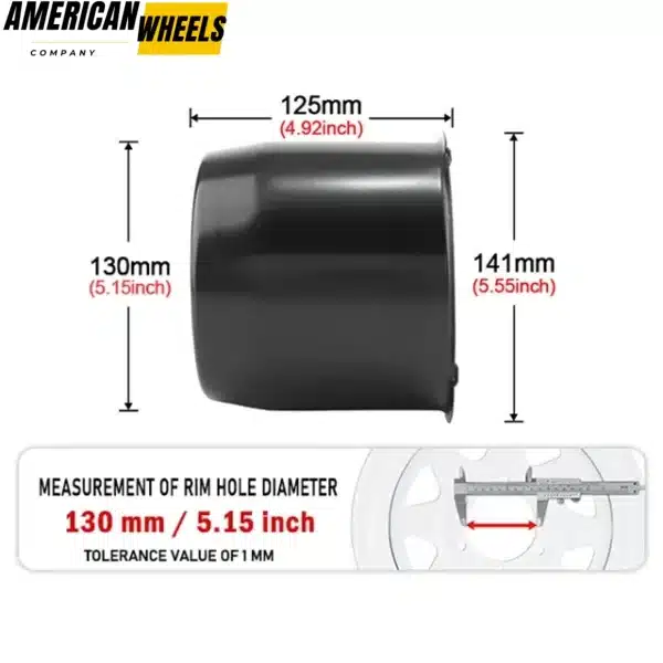 130mm 5.15" Push Through Center Caps Fit for 5.15" trailer/truck rims center bore,4.92" tall - 20274035MB - Image 4