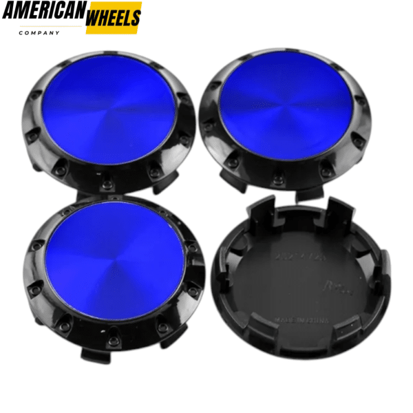 4pcs Benz OZ 75mm 2 15/16in Wheel Center Caps Blue Laber Black Base - 20214948BKB[4618BL+4725BK]x4 - Image 2