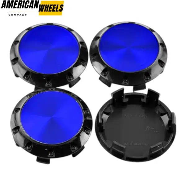 4pcs Benz OZ 75mm 2 15/16in Wheel Center Caps Blue Laber Black Base - 20214948BKB[4618BL+4725BK]x4 - Image 2