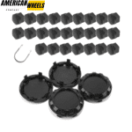4pcs 83mm for Tesla Cybertruck Wheel Center Caps with 25pcs Truck Lug Nut Covers - 20250002BK=[20214666BKx4+23112227MBx25] - Image 2