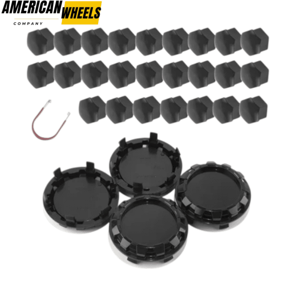 4pcs 83mm for Tesla Cybertruck Wheel Center Caps with 25pcs Truck Lug Nut Covers - 20250002BK=[20214666BKx4+23112227MBx25] - Image 2