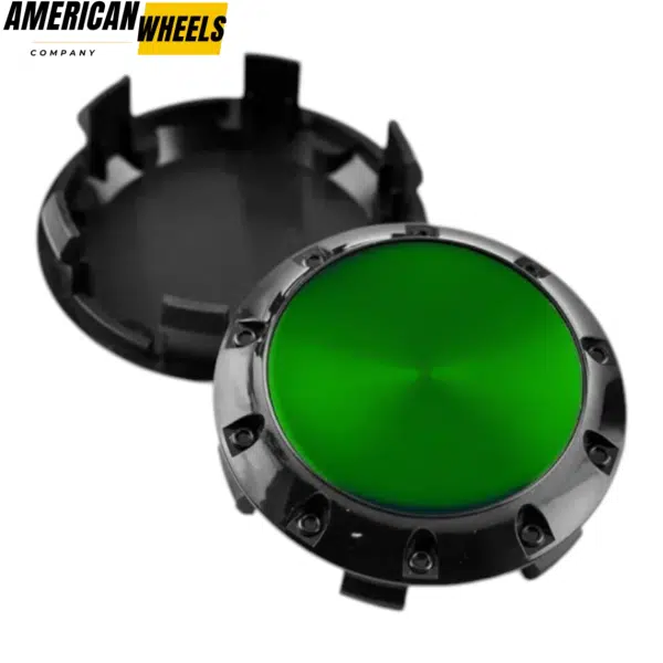Benz OZ 75mm Wheel Center Caps Green Label Black Base – Set of 4 OEM Style - 20214948BKG[4618GR+4725BK]x4 - Image 5