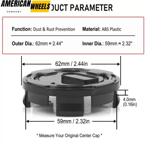 62mm/2.44" Hubcap for Dodge Wheel Center Caps Jeep OZ #M513 - 20274173BK - Image 4