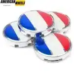 4pcs 61mm 2 3/8in Subaru Wheel Center Caps France national flag #28821AE000 - [14550BK+70025]x4