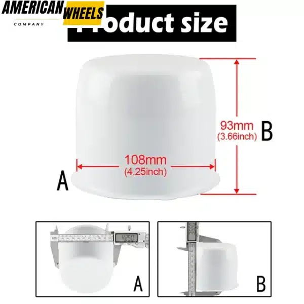 4.25 trailer wheel center caps for 4.25" Bore 3.66" Tall White Stainless - 20274309WT - Image 6