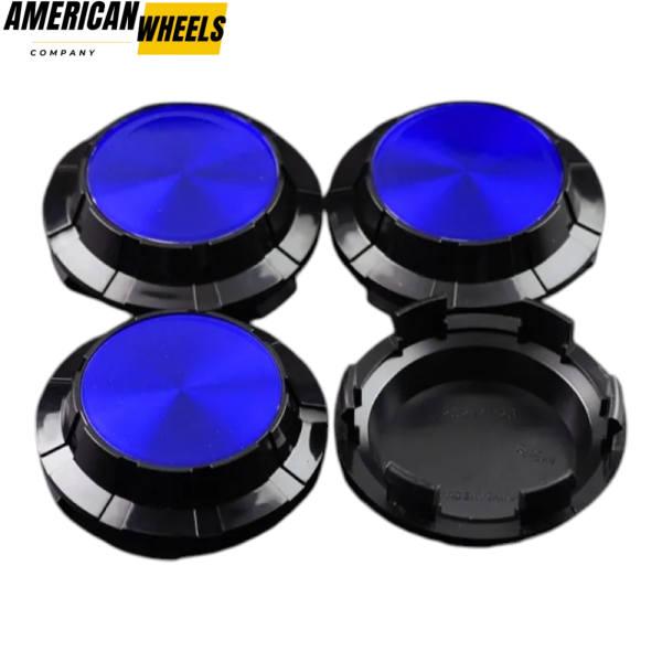 4pcs GMC Cadillac Chevy 83mm 3 1/4in Wheel Center Caps #19333200 Blue Label Black Base - 20214949BKB[14618BL+14726BK]x4 - Image 2