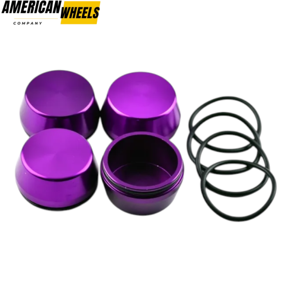 4pcs Universal 60mm 2 5/16in Wheel Hub Caps Purple Metal - Image 2