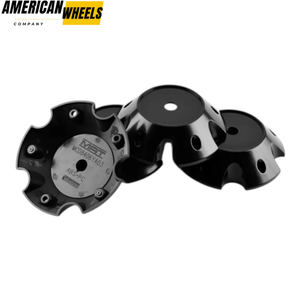 4pcs METAL MUSCLE A.T 150mm 5 15/16in Wheel Center Caps Matte Black - Image 3