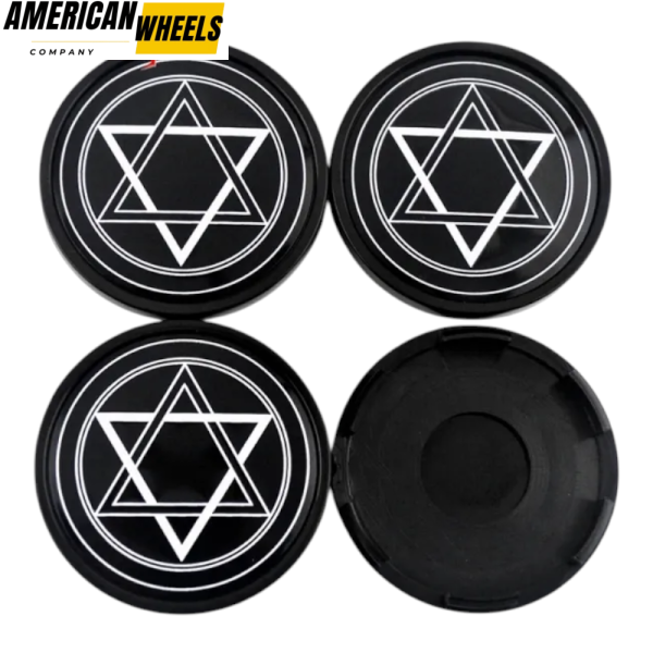 4pcs 63mm 2 15/32in HRE Hexagram Wheel Center Caps Aftermarket Replacement Parts - 20214020[14006+13991BK]x4 - Image 2