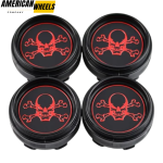 4pcs Skull & Cross Bones 66mm 2 19/32in Wheel Center Caps - 20214965[14929+13554BK]x4
