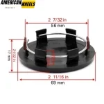 4pcs Audi 69mm 2 11/16in Wheel Center Caps Black - 20274099BKx4 - Image 5