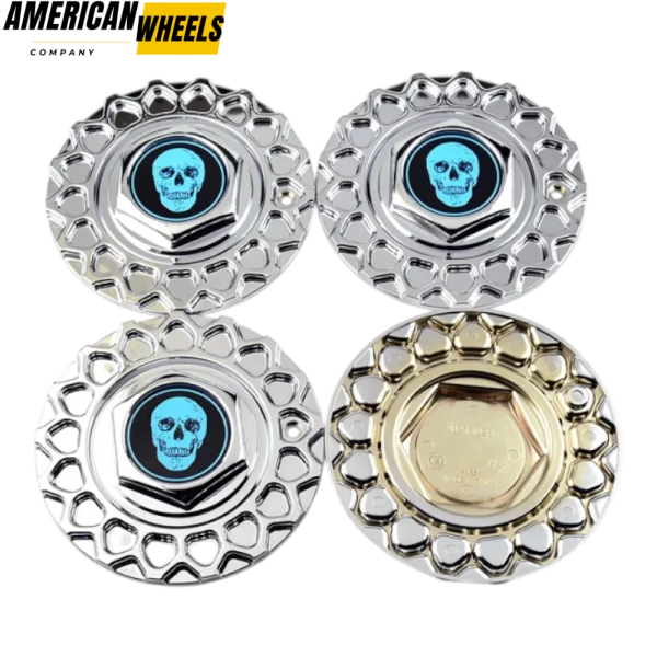 #09.24.028 ＆ #09.24.004 Skull Badge BBS Replica Wheel Center Caps 168mm (6.61in) - Image 6
