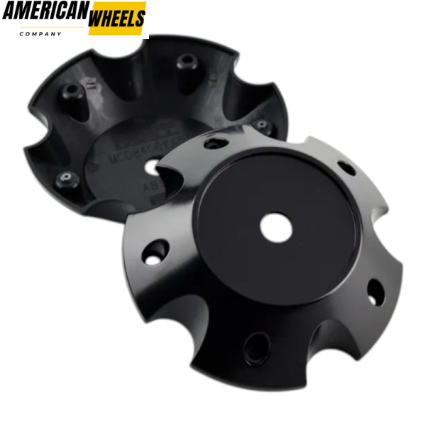 4pcs METAL MUSCLE A.T 150mm 5 15/16in Wheel Center Caps Matte Black - Image 4
