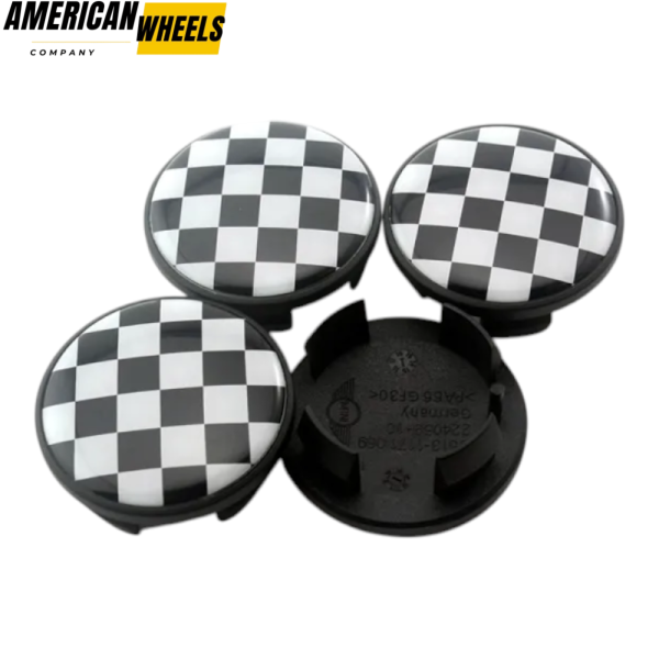 4pcs MINI Checkered 55mm 2 5/32in Wheel Center Caps #3613 1171069 - 20213350[13236+13295]x4 - Image 3