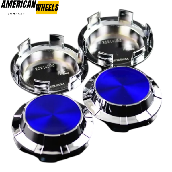 4pcs GMC Cadillac Chevy 83mm 3 1/4in Wheel Center Caps #88963143 Blue Label Silver Base - 20214949CHB[14618BL+14726CH]x4 - Image 2