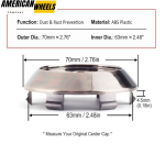70mm (2.75in) Universal Wheel Center Caps for Akita WORK XXR 527 18in RPF1's Wheel - 20213811 - Image 7