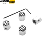 4pcs (1set) Checkered Tyre Valve Dust Caps