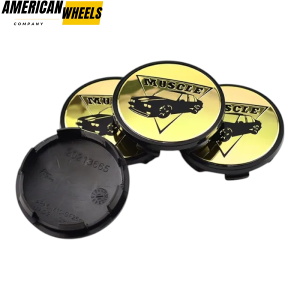 4pcs Muscle Car Sign 65mm 2 9/16in Wheel Center Caps #BR3Z-1130-B Black Base- 20214967BK[14930+13665BK]x4 - Image 3