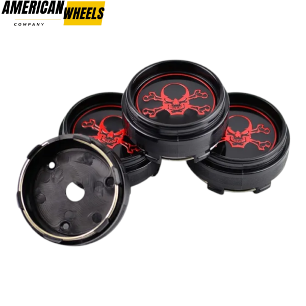 4pcs Skull & Cross Bones 66mm 2 19/32in Wheel Center Caps - 20214965[14929+13554BK]x4 - Image 2