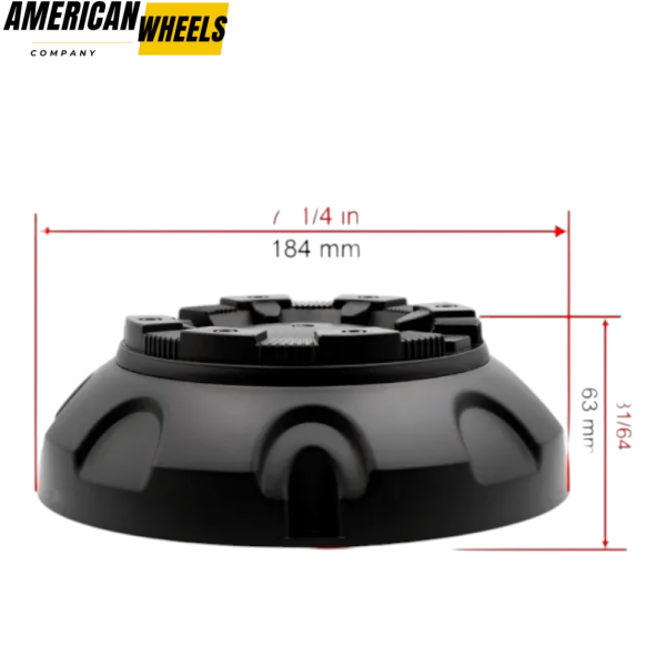 4pcs 184mm 7.24in Bolt On Wheel Center Caps Matte Black - 20274076 - Image 2