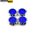 4pcs Benz OZ 75mm 2 15/16in Wheel Center Caps Blue Laber Silver Base - 20214948CHB[4618BL+4725CH]x4