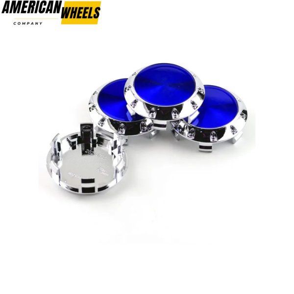 4pcs Benz OZ 75mm 2 15/16in Wheel Center Caps Blue Laber Silver Base - 20214948CHB[4618BL+4725CH]x4 - Image 3