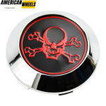 4pcs Skull & Cross Bones 70mm 2 3/4in Wheel Center Caps Silver Base - 20214966SV[14929+13811CH]x4 - Image 7