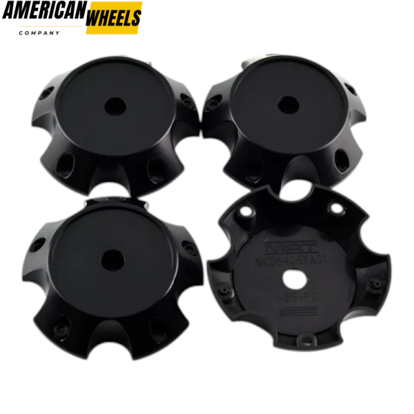 4pcs METAL MUSCLE A.T 127mm 4 31/32in Wheel Center Caps Matte Black - Image 2