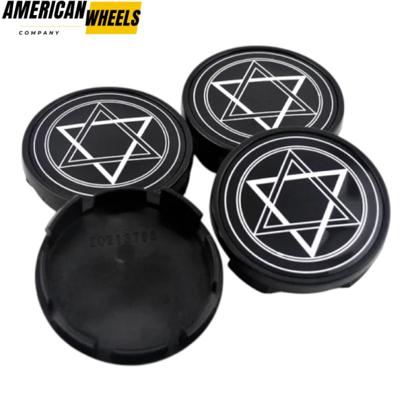 4pcs DODGE Brohers Star Of David 63mm 2 15/32in Wheel Center Caps #52110398AA Black Base - 20214011BK[14006+13796BK]x4 - Image 3