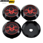 4pcs Skull & Cross Bones 70mm 2 3/4in Wheel Center Caps Black Base - 20214966BK[14929+13811BK]x4 - Image 2