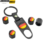 4pcs (1set) Germany Flag Tyre Valve Dust Caps with Spanner Tool