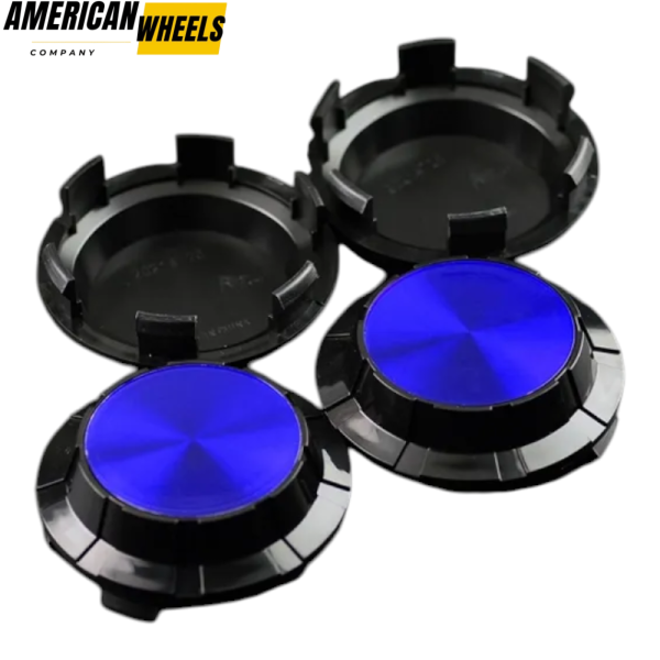4pcs GMC Cadillac Chevy 83mm 3 1/4in Wheel Center Caps #19333200 Blue Label Black Base - 20214949BKB[14618BL+14726BK]x4 - Image 3
