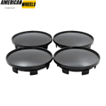 4pcs Audi 69mm 2 11/16in Wheel Center Caps Black - 20274099BKx4