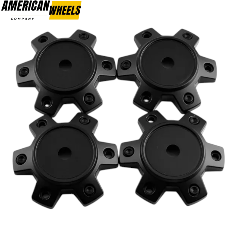 f6dfcd46-5c04-431f-9bd1-7903ade8ff74 4pcs Black Rhino 113mm 4/16in Wheel Center Caps #C-728 Matte Black - Image 1