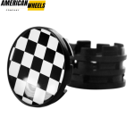 4pcs Checkered 61mm 2 3/8in Wheel Center Caps #28821SA090 Black And White - 20213338BK[13333+14550BK]x4