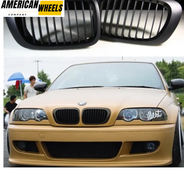 BMW Matte Black Front Kidney Grills for 3 Series E46 - 21623101 - Image 5